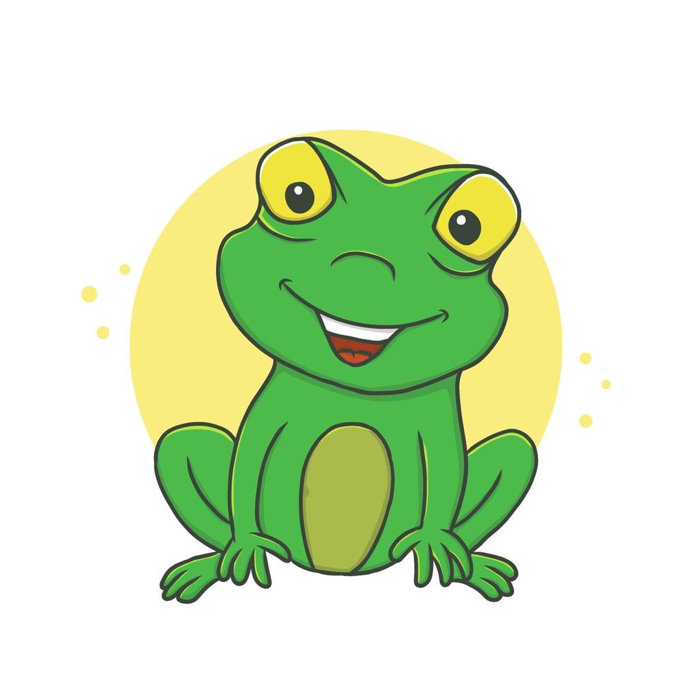 ilustración vectorial de dibujos animados de rana. logotipo de la mascota  de las ranas sentadas. elemento de carácter de icono de símbolo de animal  anfibio 8680536 Vector en Vecteezy