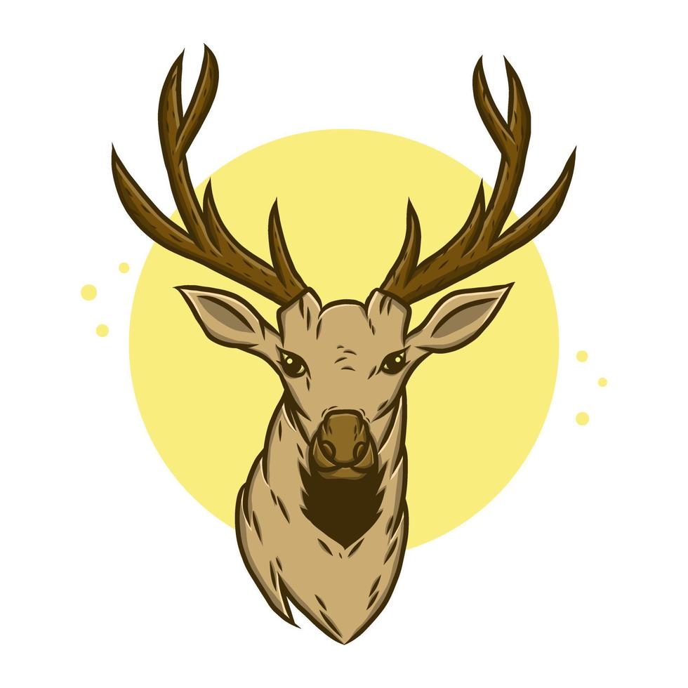 ilustración vectorial de dibujos animados de cabeza de ciervo. logotipo de mascota vintage de ciervo de cuernos. elemento de carácter de icono de símbolo de animal de reno vector