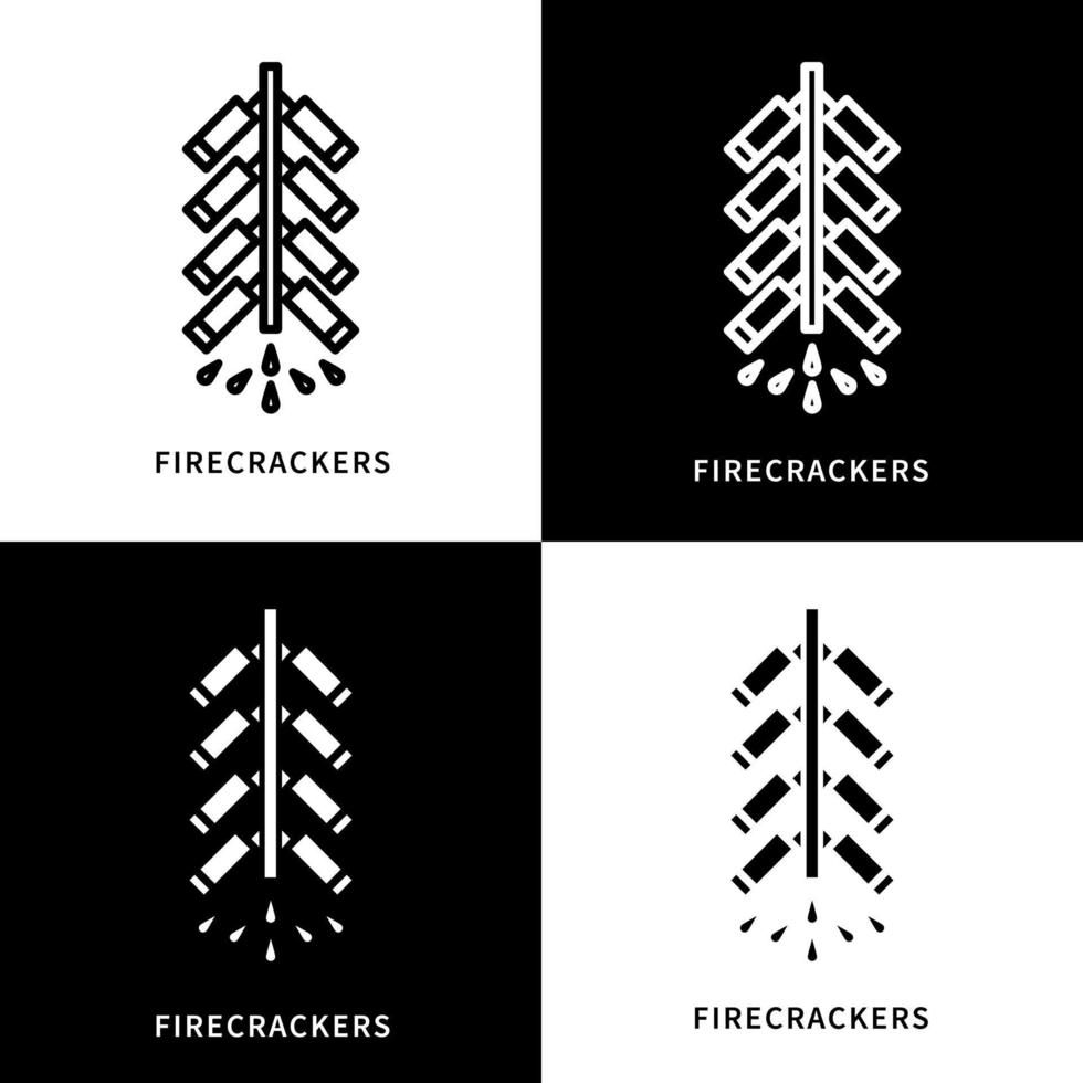 Firecracker Icon Set Illustration. firework New Year Celebration Logo Vector