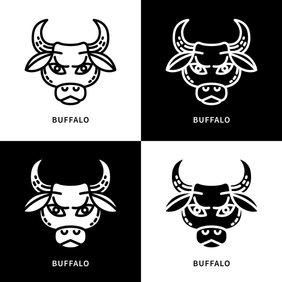Buffalo Logo Vector. Ox Head Character Symbol. Bull Animal Icon Set Illustration vector