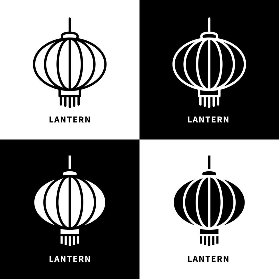 Lantern Icon Set Illustration. Lunar New Year Ornament Logo Vector