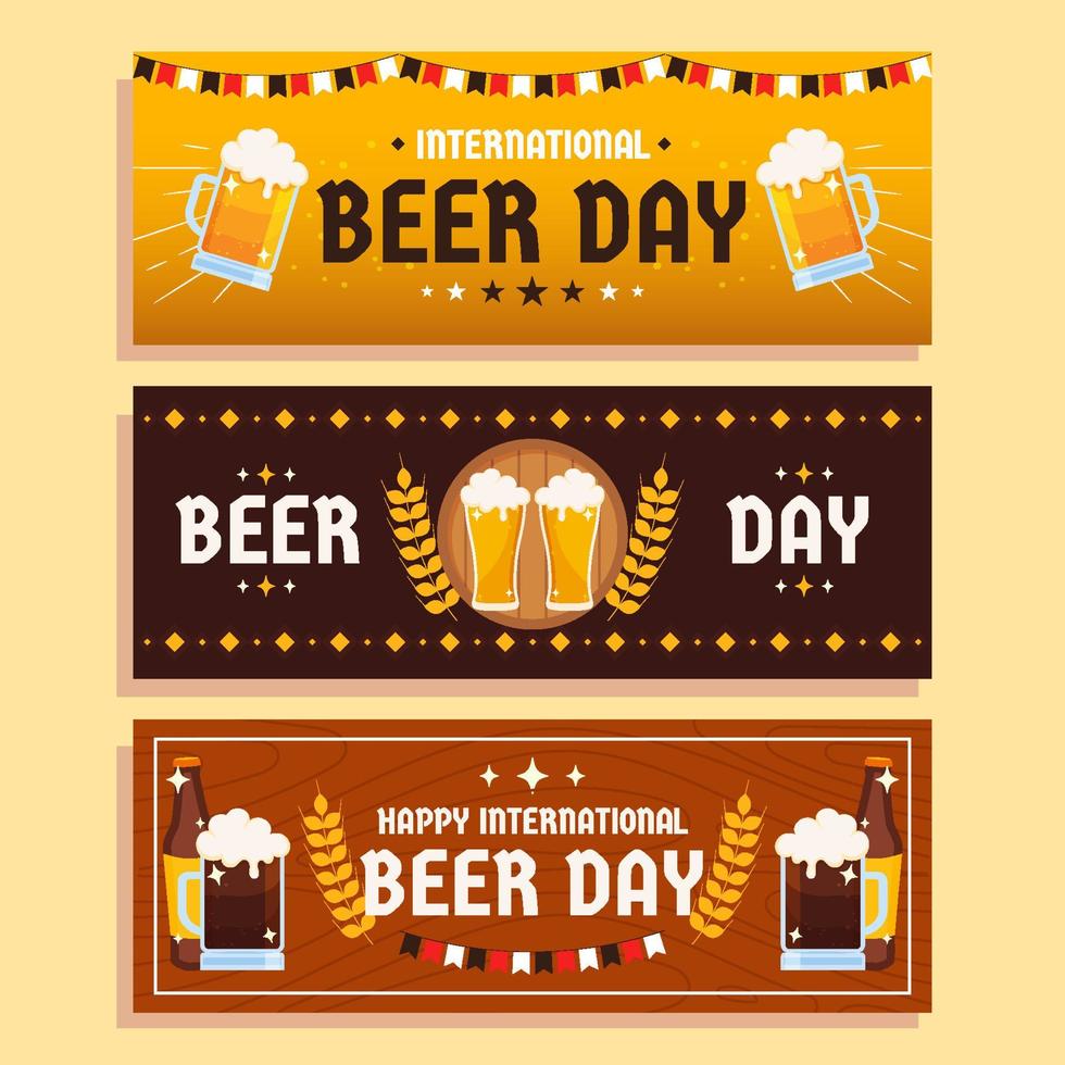 International Beer Day Banners Set vector