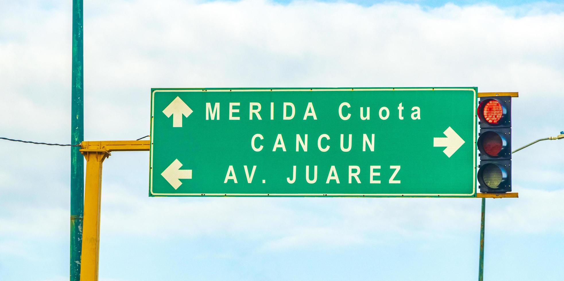 Playa del Carmen Quintana Roo Mexico 2022 Road sign at highway motorway in Playa del Carmen Mexico. photo