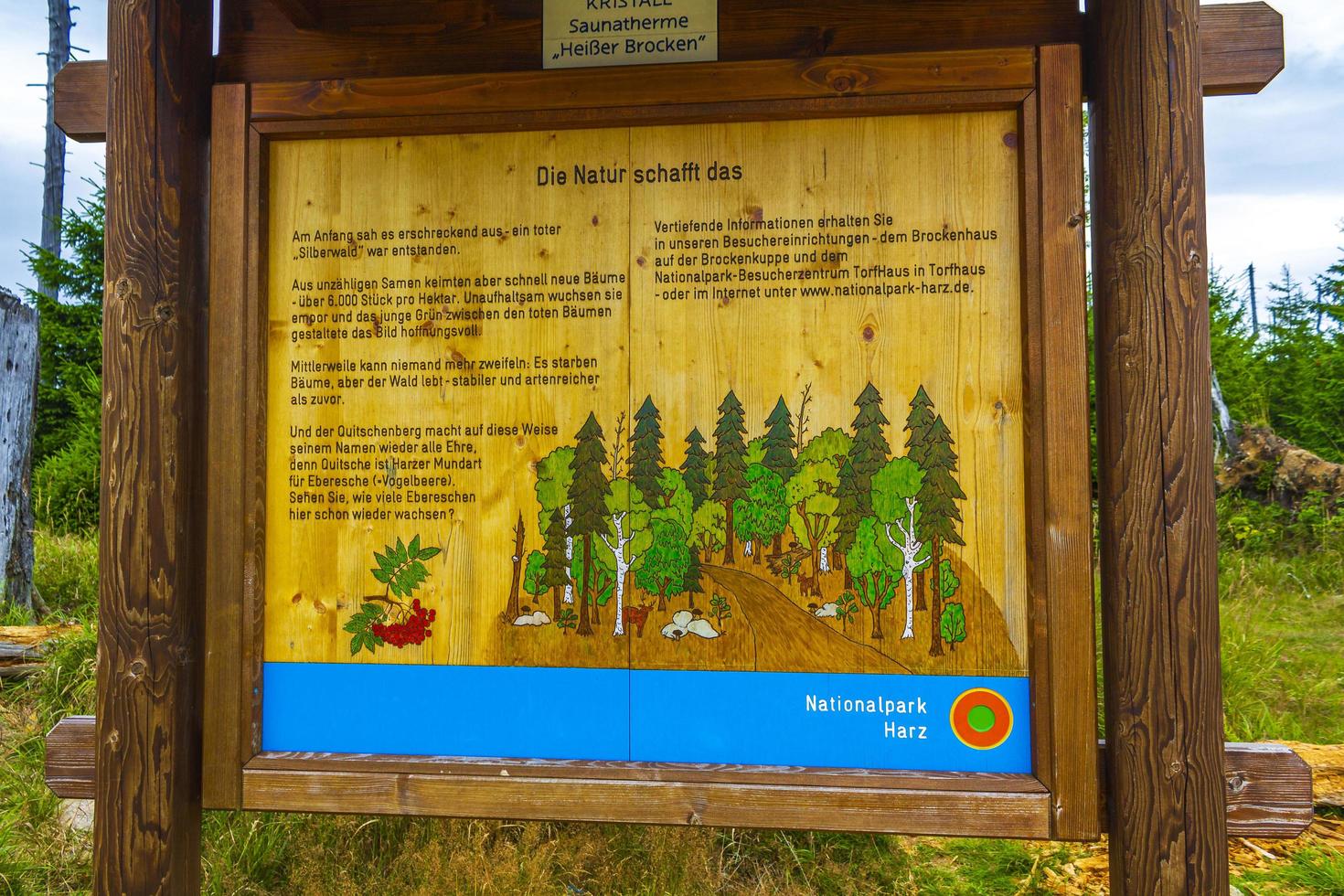 Brocken Lower Saxony Germany 2013 Information and direction board sign Brocken mountain peak Harz Germany. photo