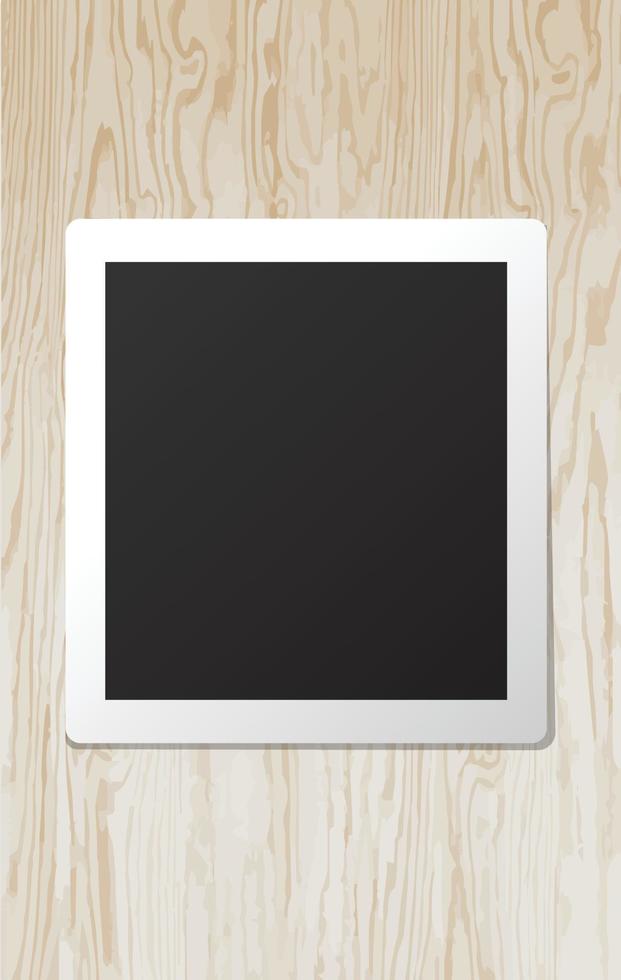 Picture frame vector on plywood floor , copy space vector illustration blank background