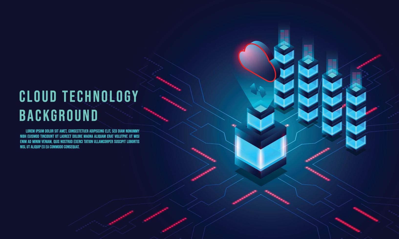 almacenamiento de datos en la nube ilustración infográfica isométrica 3d, diseño de página de destino, plantilla web vectorial, concepto de tecnología en la nube vector