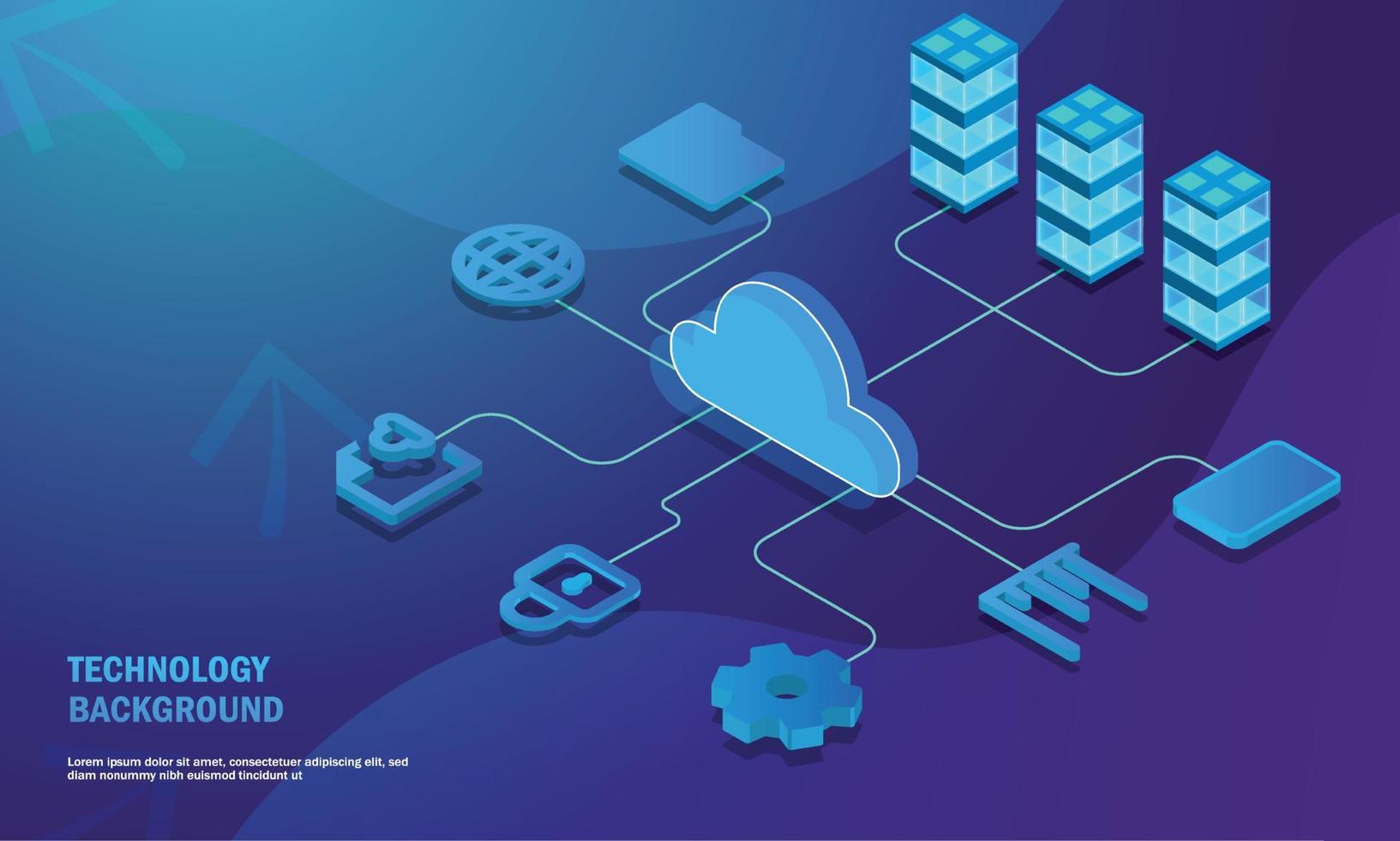 Cloud data storage 3d isometric infographic illustration, landing page layout, vector web template, smart modern technolodgy concept