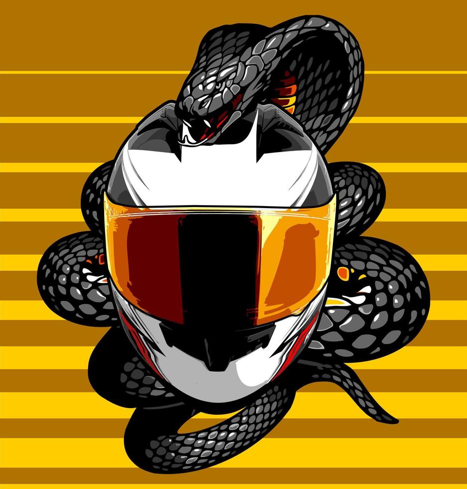 serpiente negra y casco vector