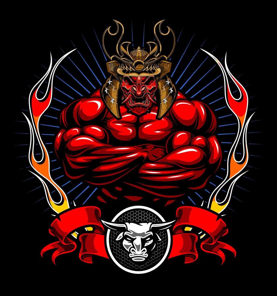 samurai bodybuilding vector