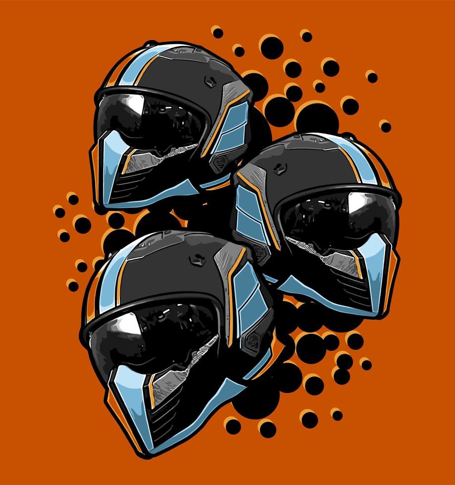 cool black helmet pattern vector