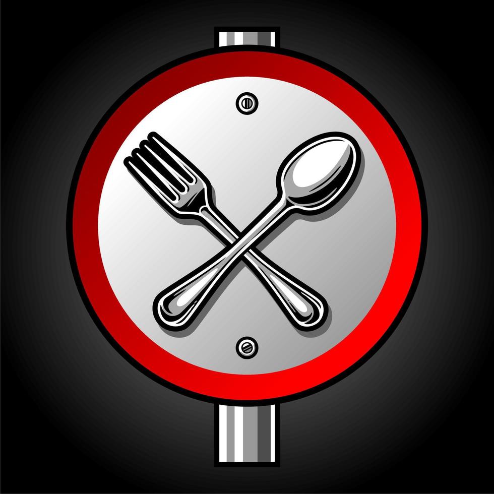 spoon and fork sign plate.eps vector