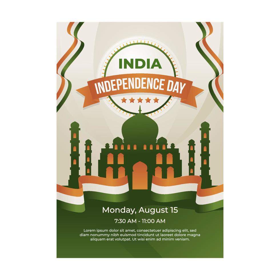 plantilla de póster del día de la independencia de la india vector