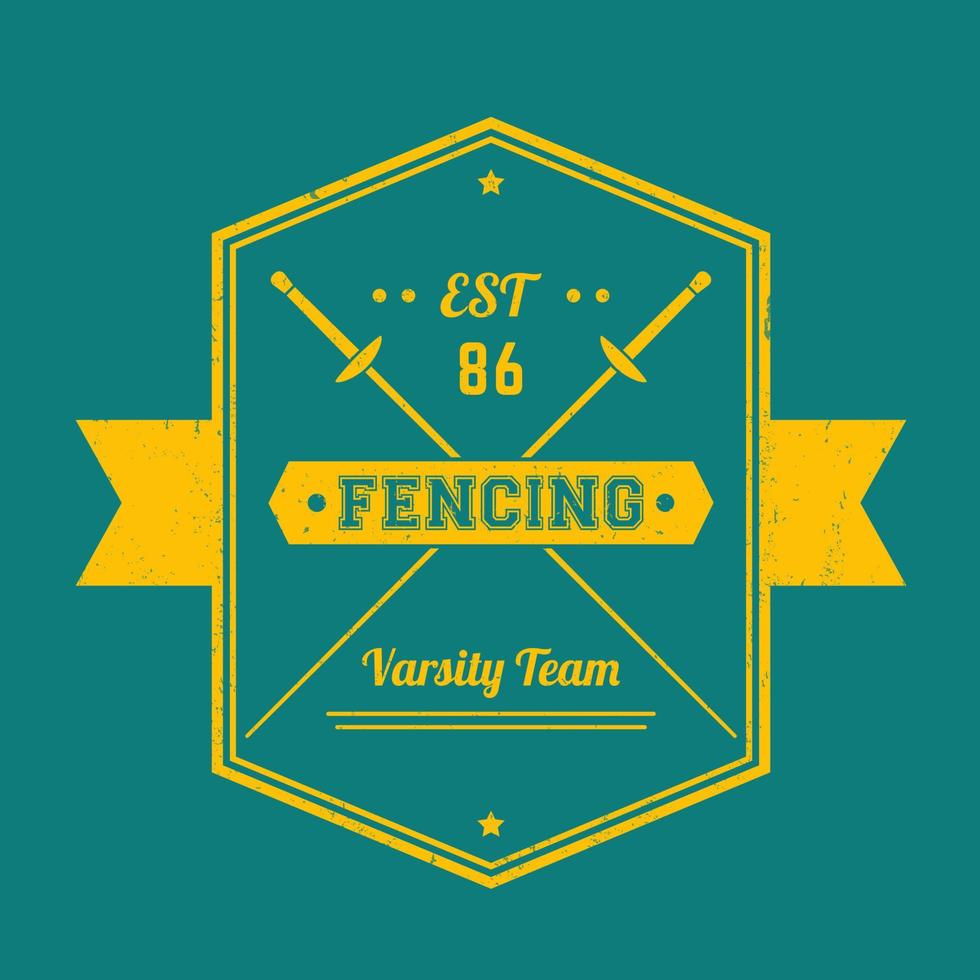 Fencing vintage emblem, logo, badge, with crossed foils, vector illustration