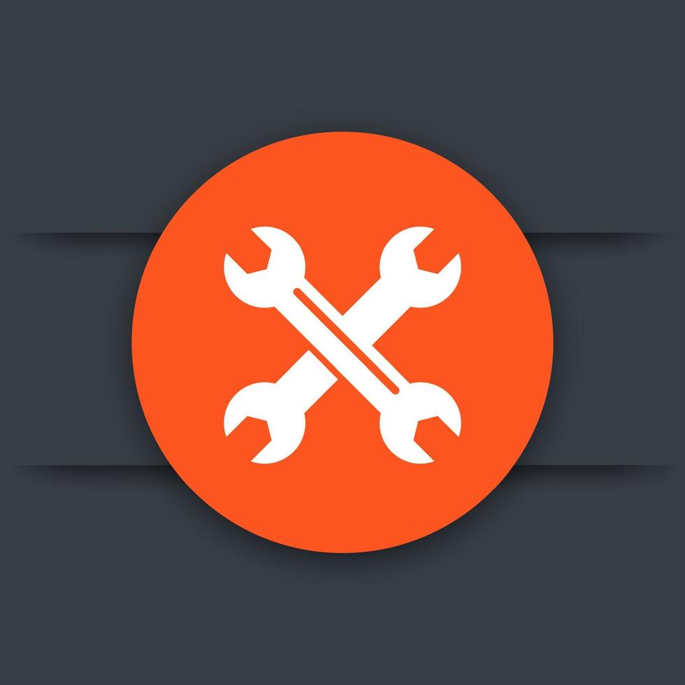 crossed wrenches, tools icon vector