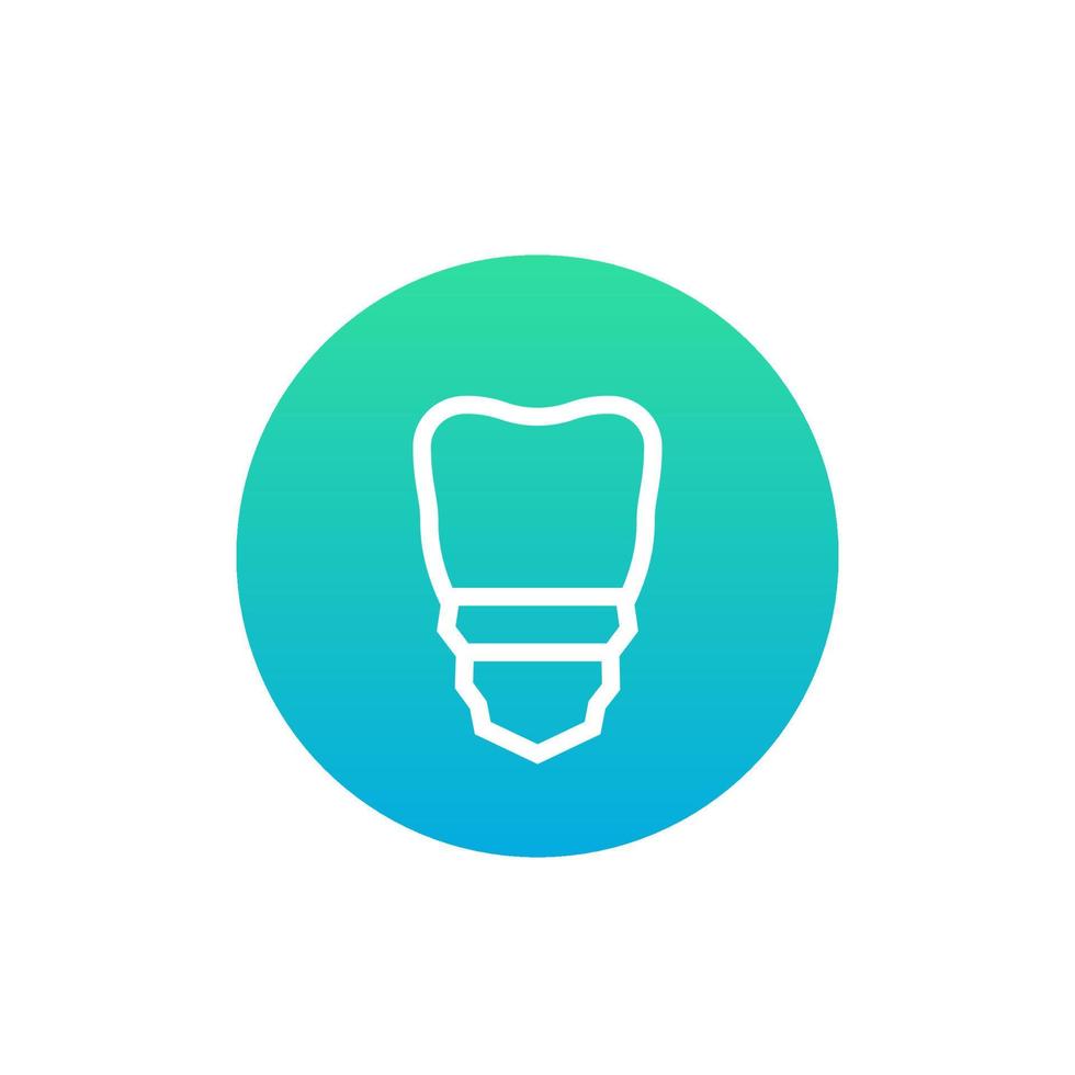 tooth implant icon, linear vector