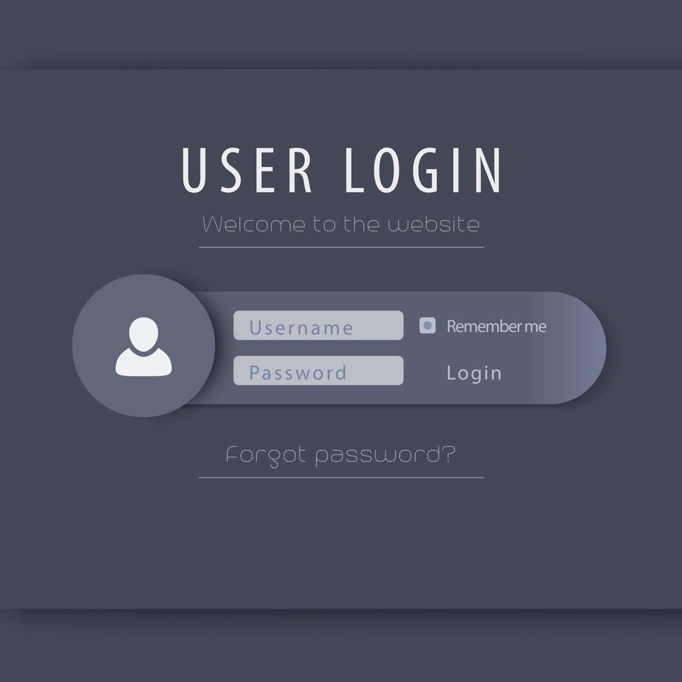 concepto de ventana de inicio de sesión de usuario, diseño de página web, vector