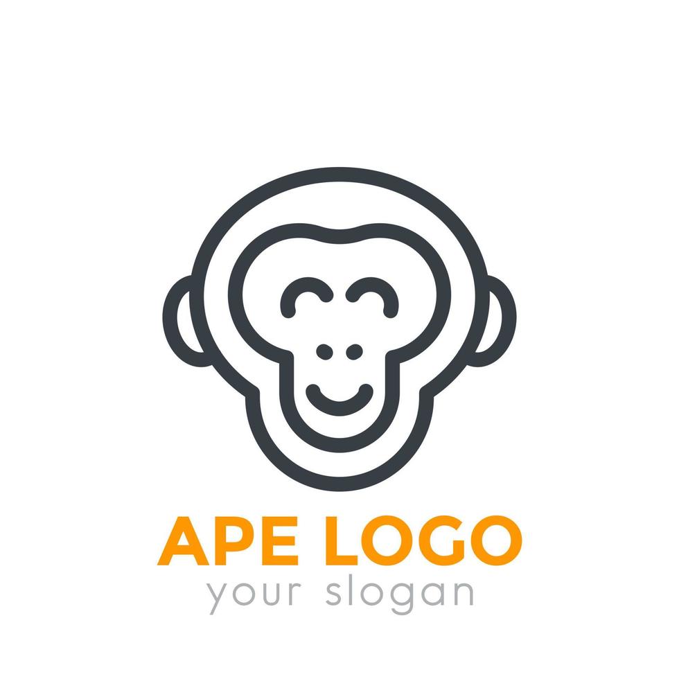 ape logo element, chimp linear icon vector