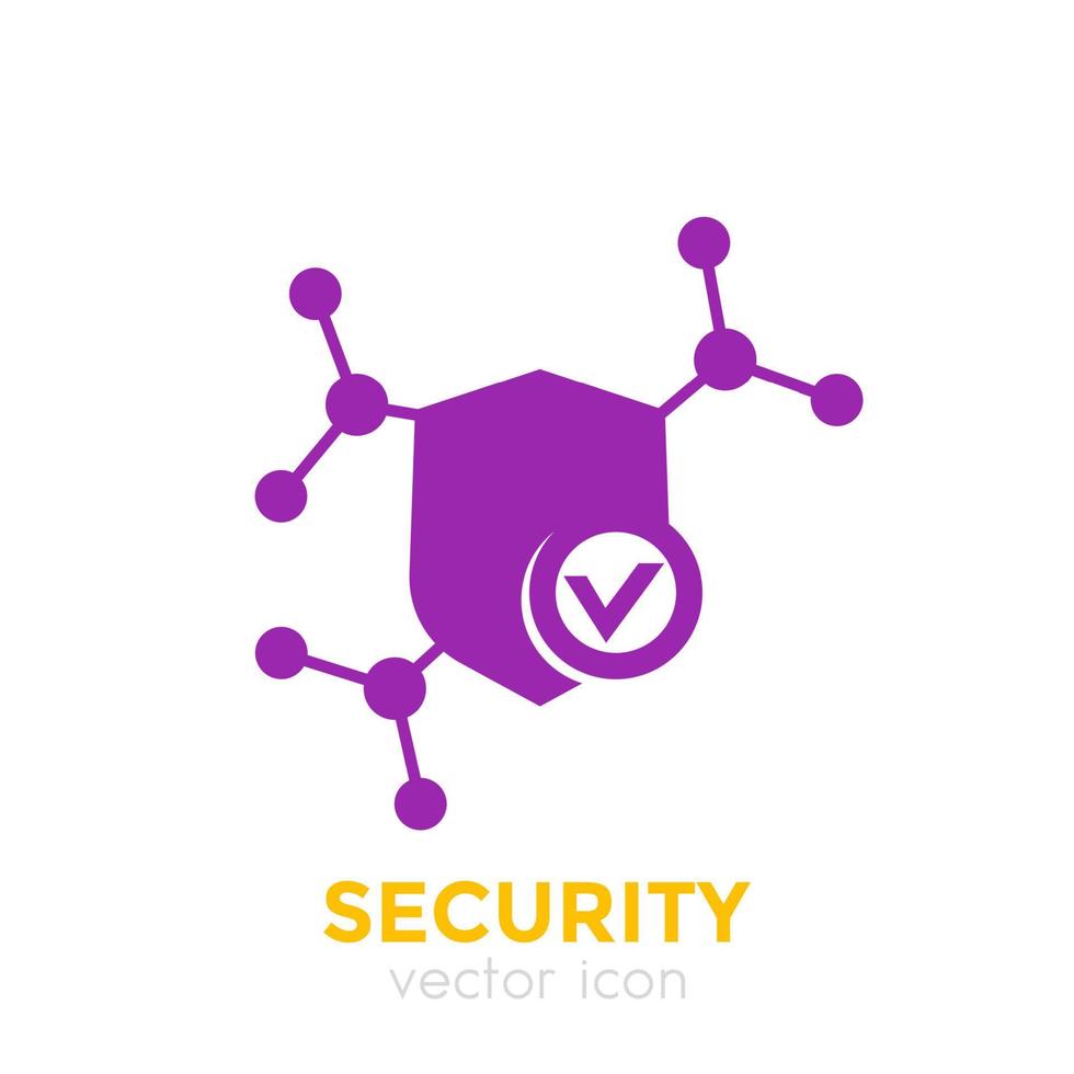 security icon with shield on white vector