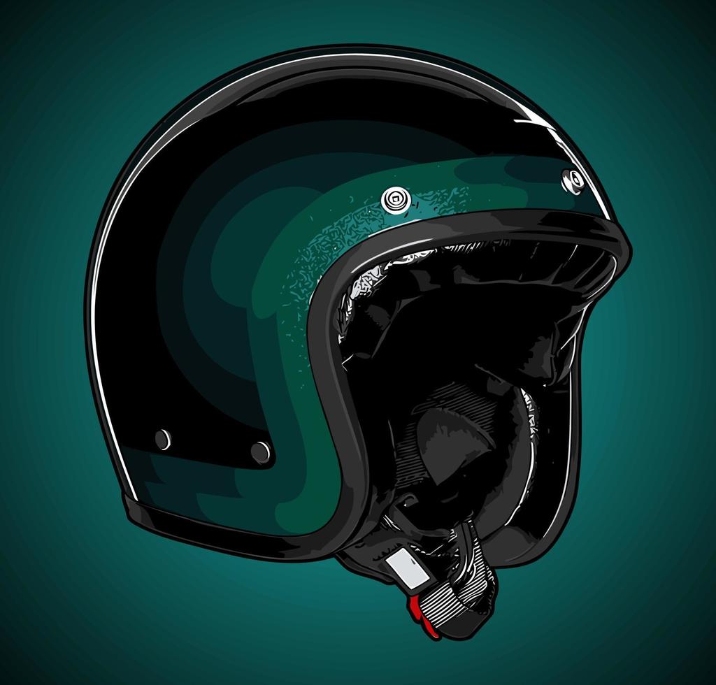 retro helmet half face black vector