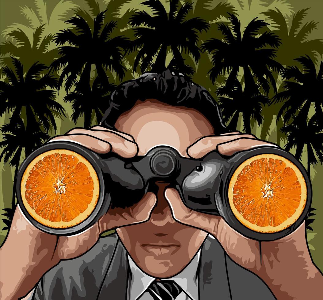 man with binoculars vector