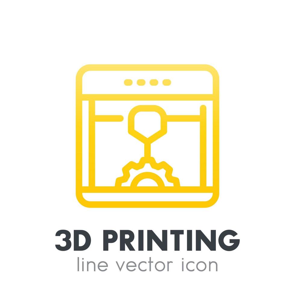 3d printer, printing icon in linear style vector