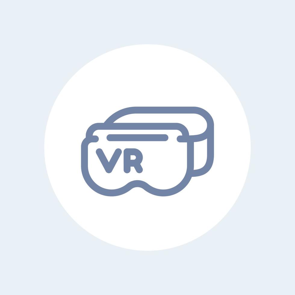 casco de realidad virtual, icono de línea de gafas vr aislado en blanco vector
