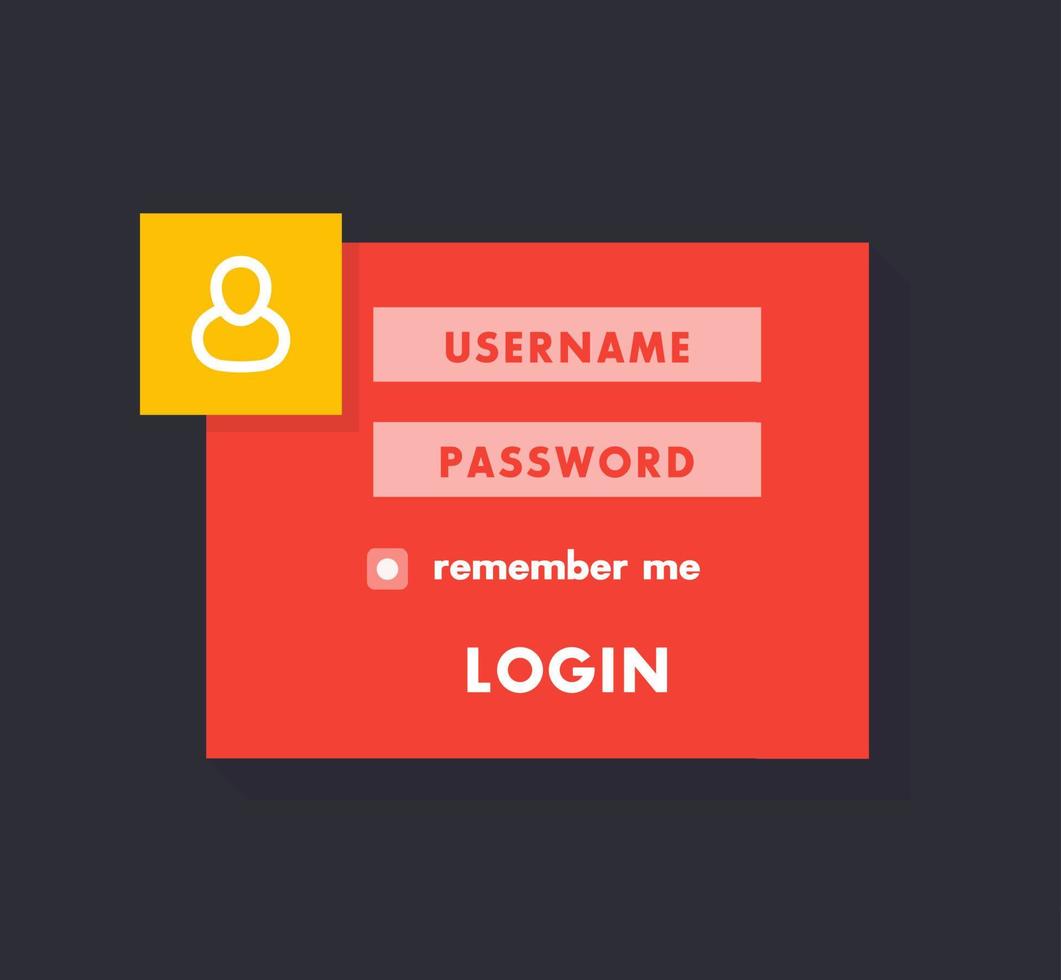 Login window design, page template for website, flat style vector