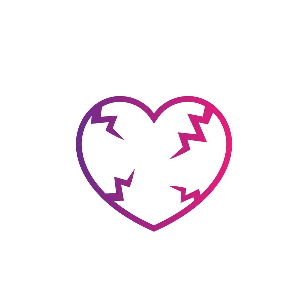 broken heart, heartbreak sign vector