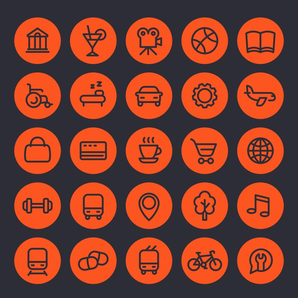 line icons set for maps, navigation apps vector