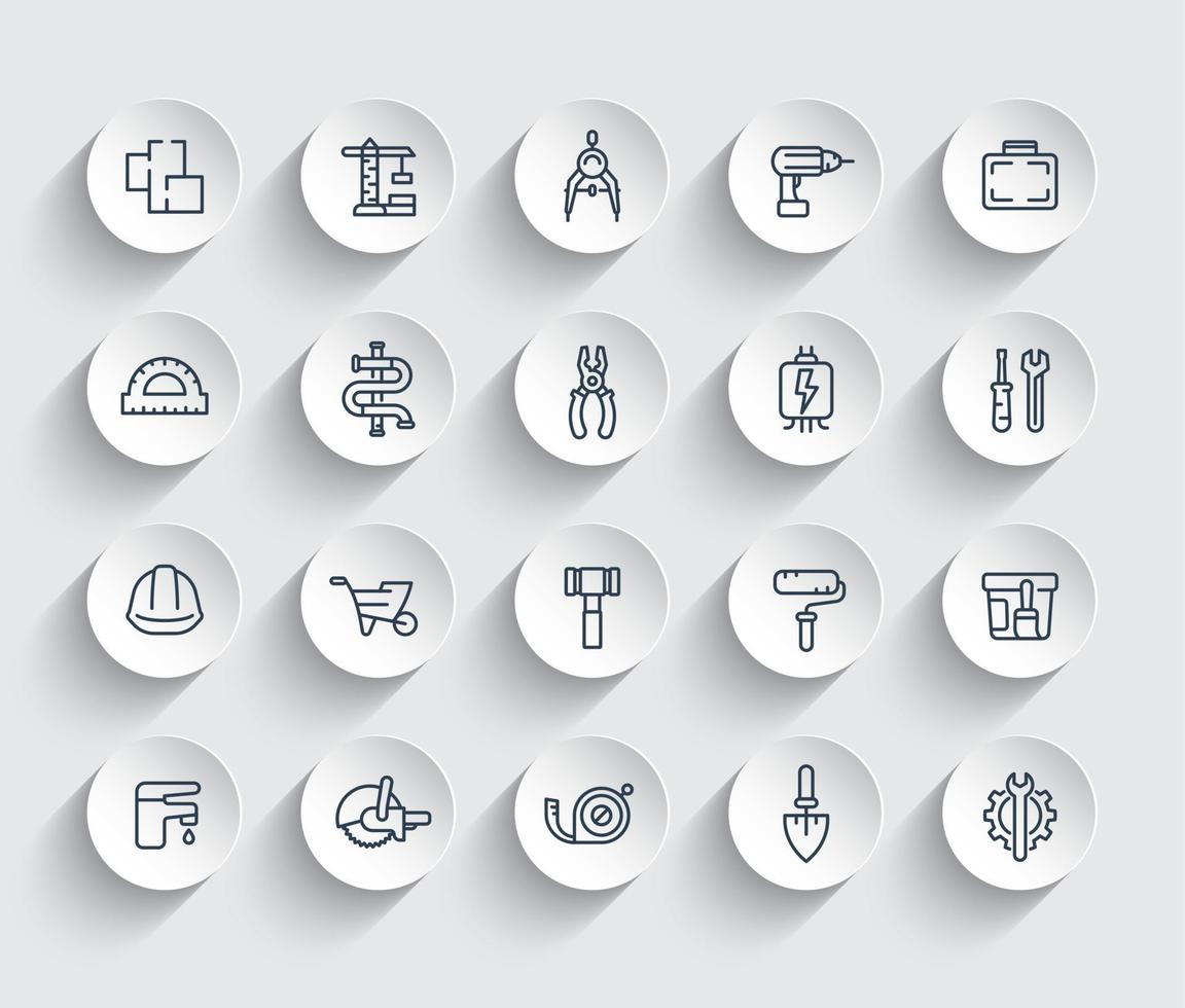 construction, house renovation line icons set vector