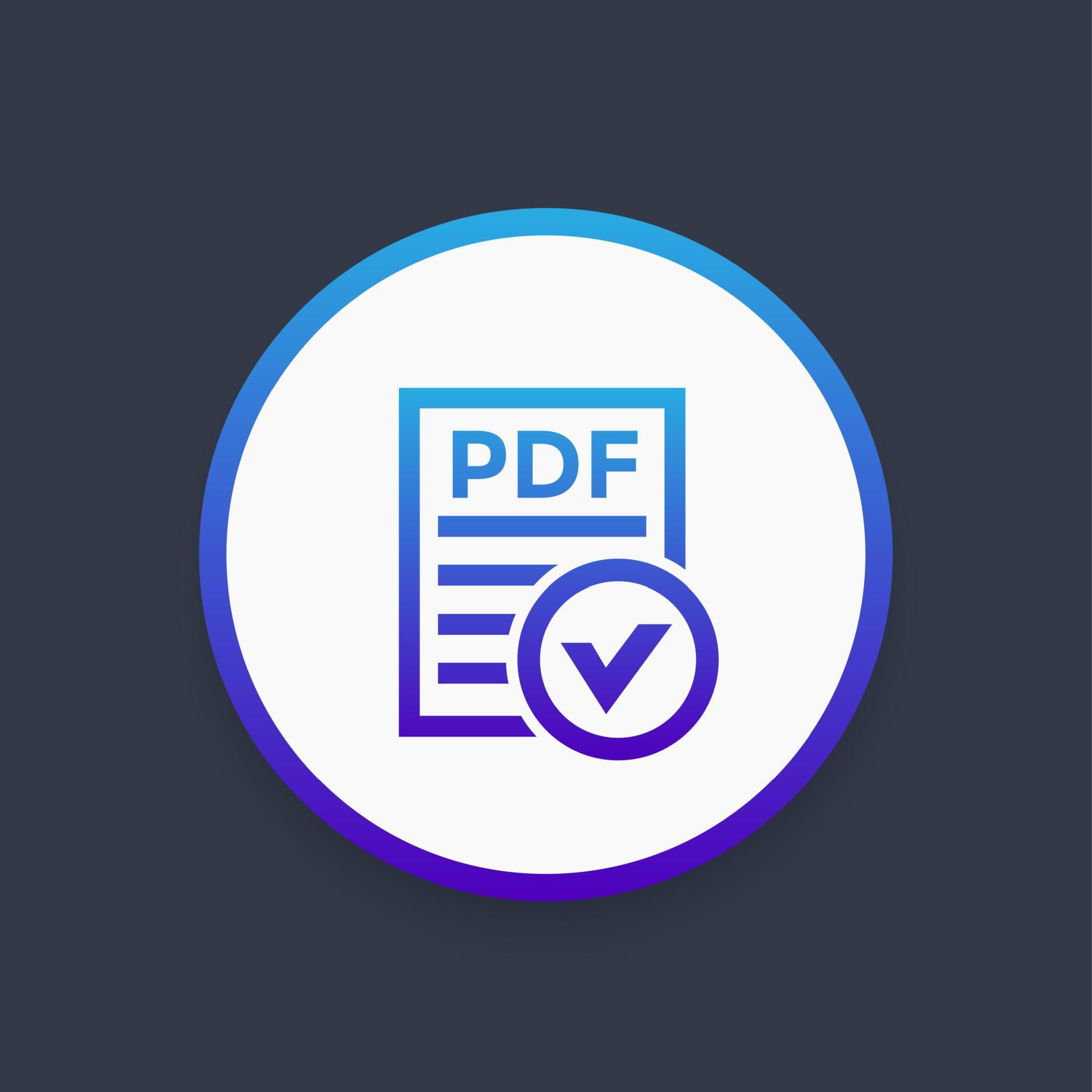 PDF document with checkmark icon 8681273 Vector Art at Vecteezy