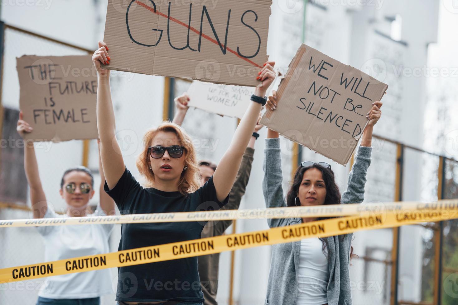 They think that future is female. Group of feminist women have protest for their rights outdoors photo