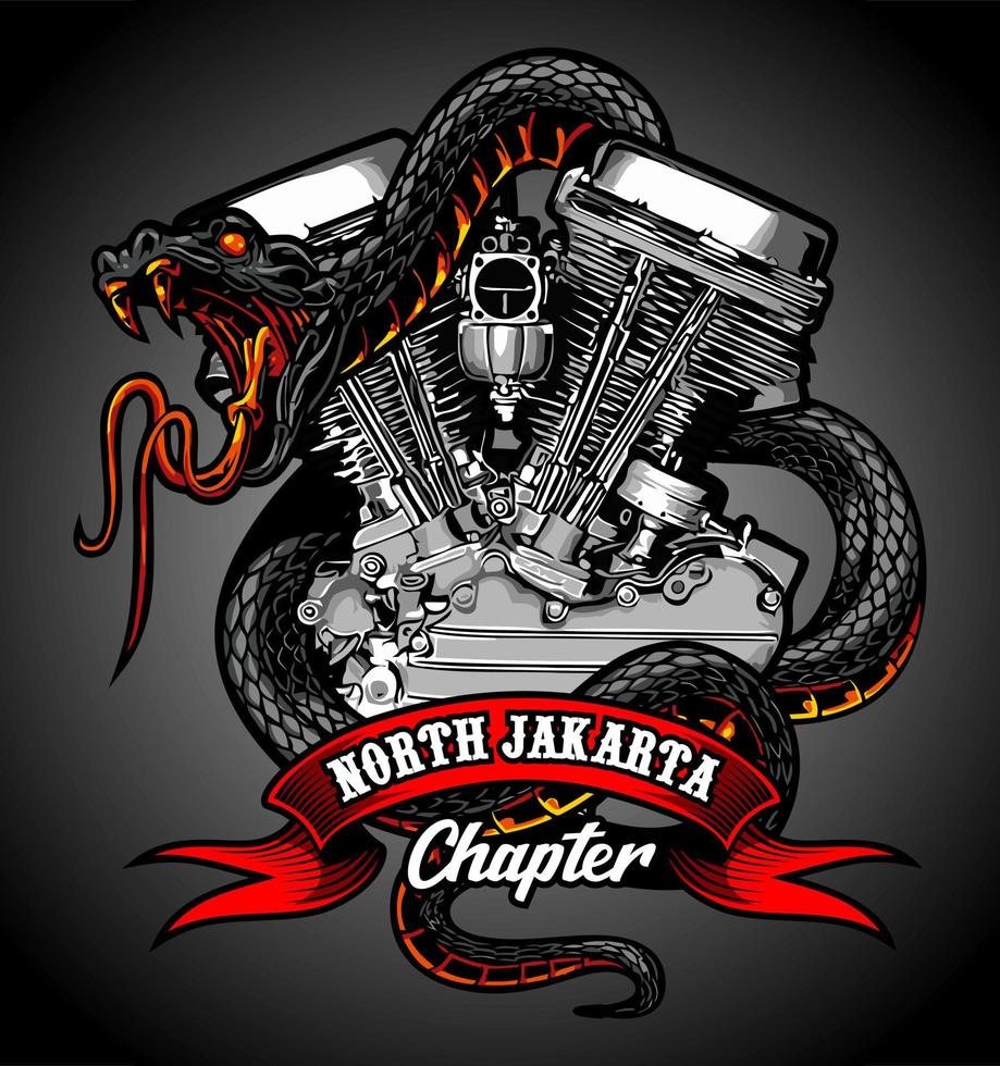 v-twin engine wrapped in snake vector
