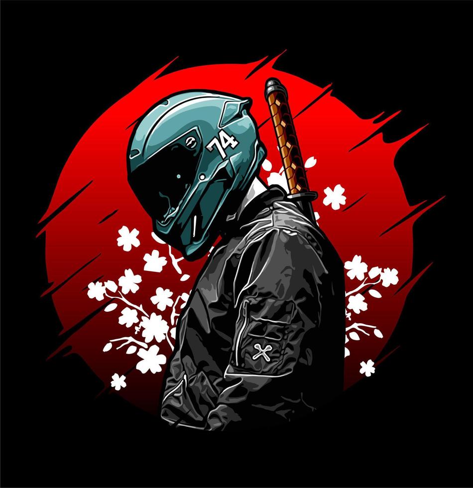 biker and katana vector