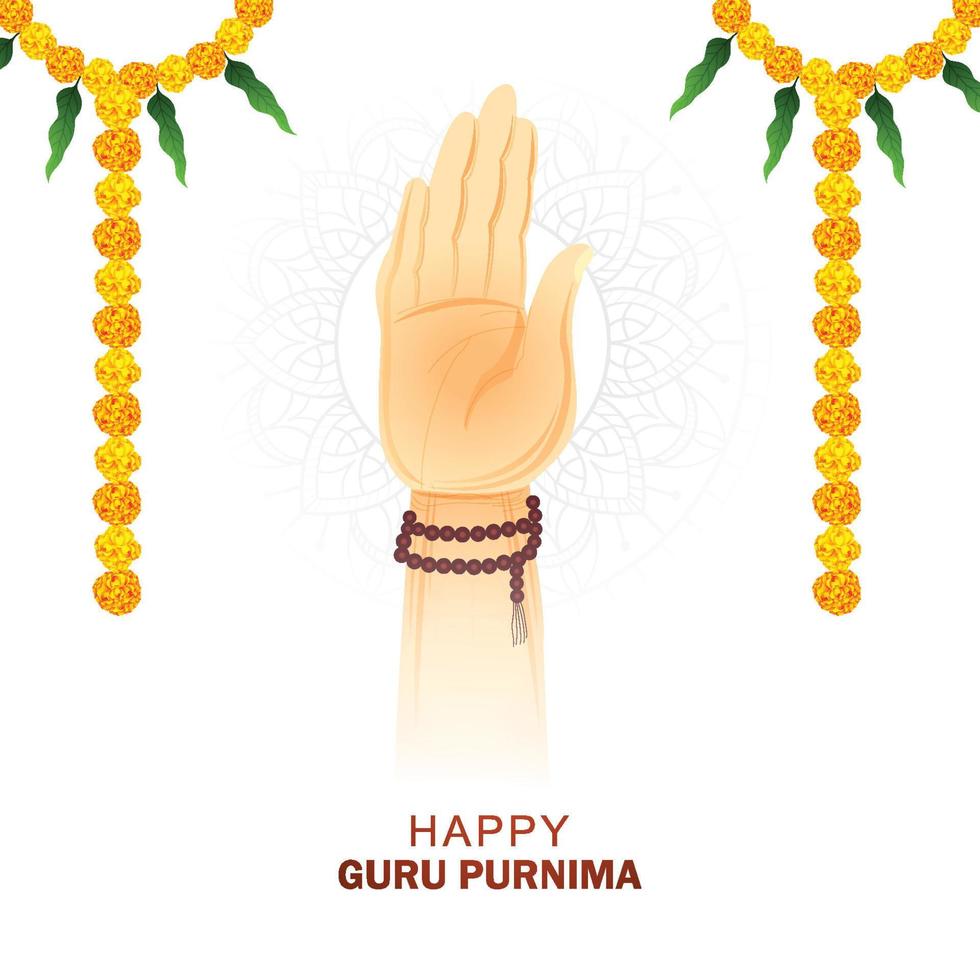 celebración de guru purnima en fondo de bendición de mano de guru vector