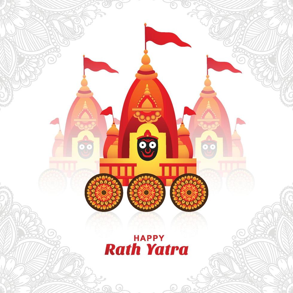Beautiful rath yatra of lord jagannath holiday card background vector