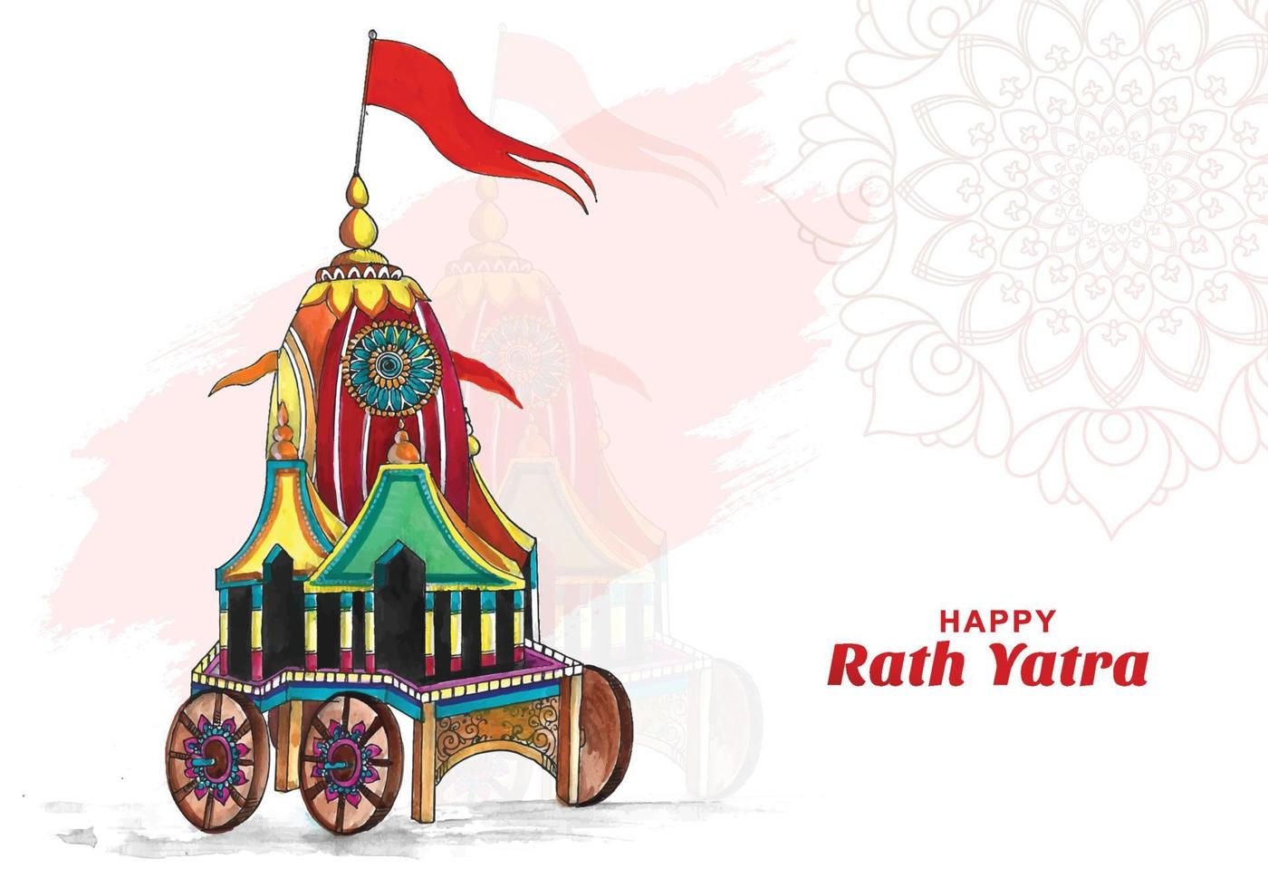 Lord jagannath for balabhadra and Subhadra on annual rathayatra in odisha festival card design vector