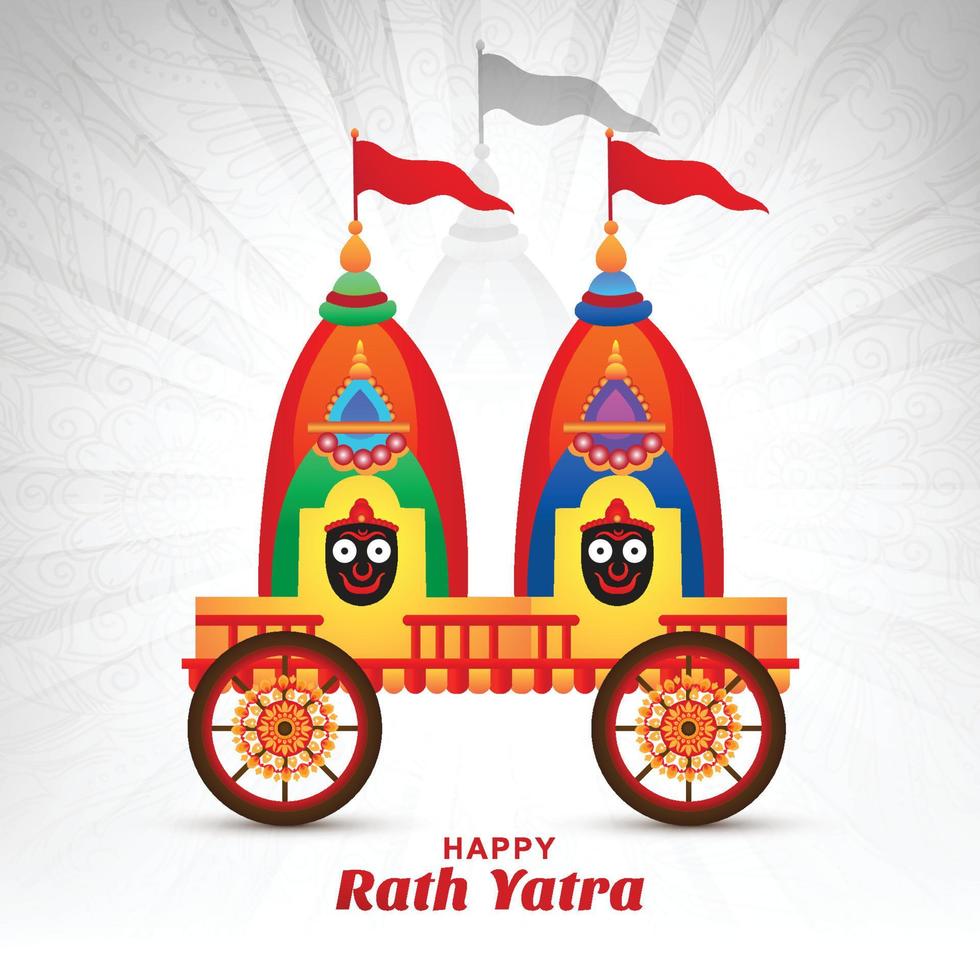 Beautiful rath yatra of lord jagannath holiday card background vector