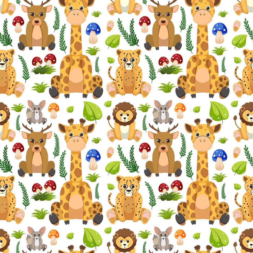 Cute animals seamless pattern vector