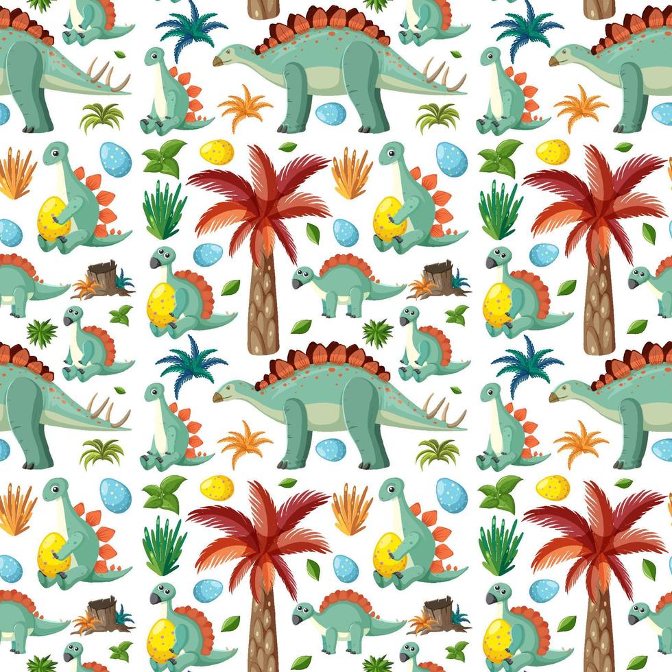 Cute dinosaur seamless pattern vector