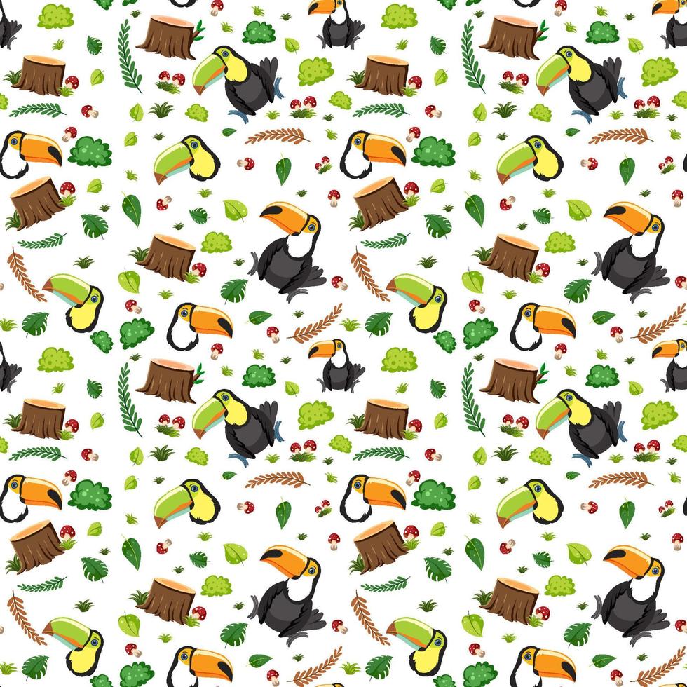 Cute toucan bird seamless pattern vector