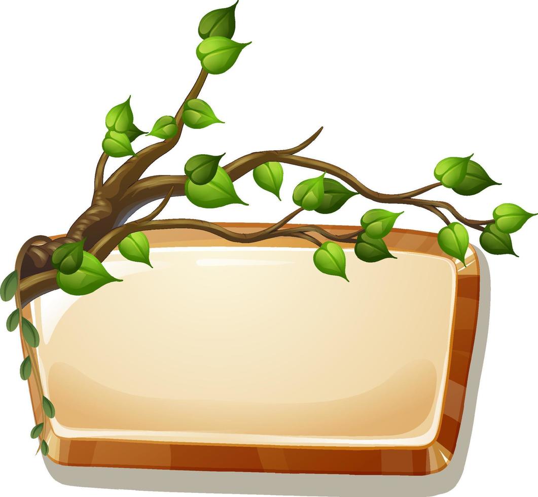 Wooden board with tree branch vector