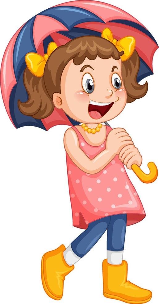 Cute girl holding an umbrella vector