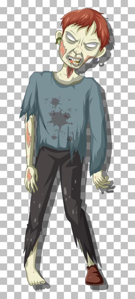 personaje de dibujos animados zombie aterrador vector