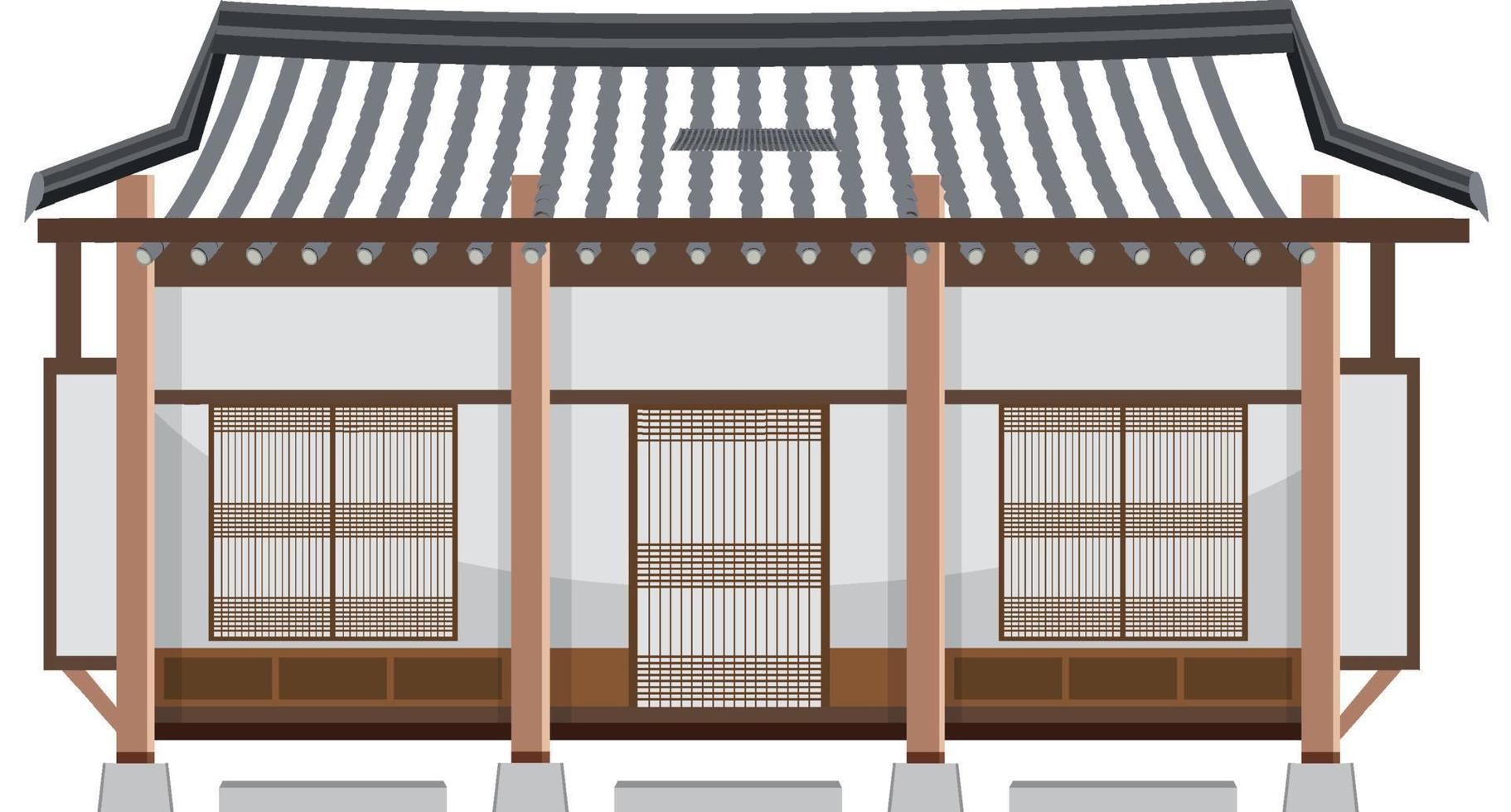 Korean ancient house on white background vector