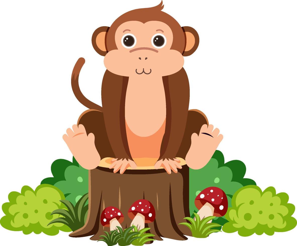 Cute monkey in flat style vector