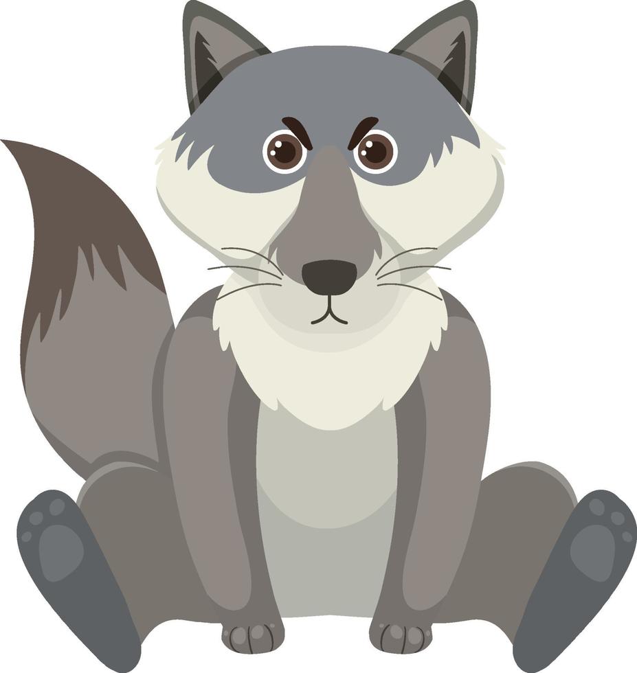 lindo lobo en estilo plano aislado vector