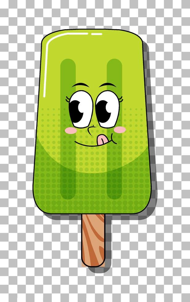 personaje de dibujos animados de helado verde aislado vector