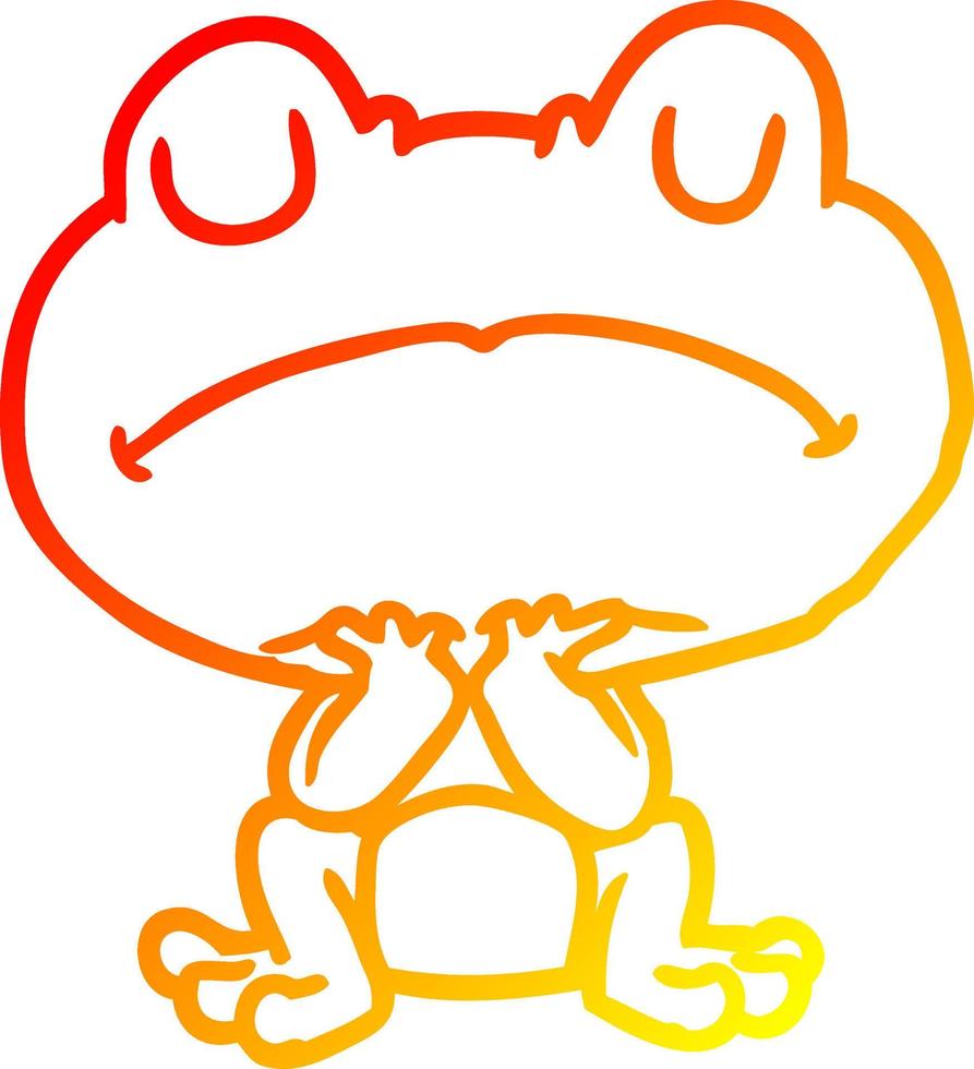 warm gradient line drawing frog waiting patiently vector