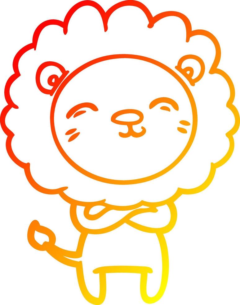 warm gradient line drawing cartoon lion vector